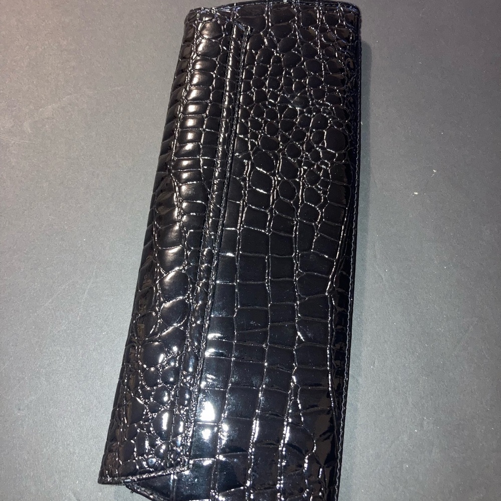 Black Crocodile Embossed Clutch